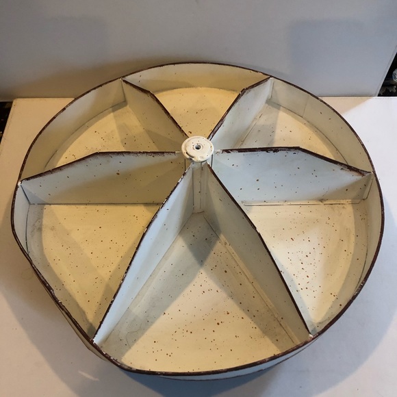 Accents | Metal Rustic Divided Tray Round Cream Farmhouse Decor | Poshmark